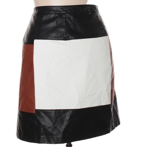 Inc International Concepts Skirt Colorblocked Faux-Leather Size 6 - Picture 5 of 6